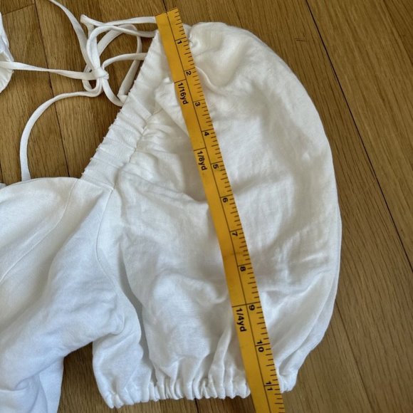 Emerson Fry Size Small Amy Puff Sleeve Short Dress - White. Lined. Linen NWOT - Picture 7 of 10